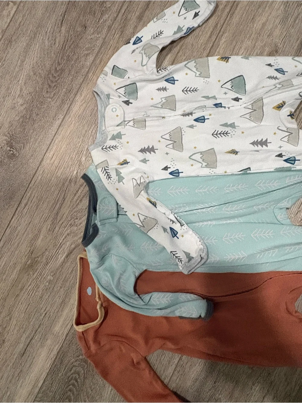 CLOUD ISLAND | 3 Pack Sleep N’ Play Footie Rust, Teal & White Mountain